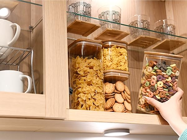 Glass Food Storage Jars Square 44oz, 3 Pack Glass Jars With Bamboo Lids, Kitchen Storage Containers For Spice, Candy, Cookie, Storage For Pantry Organizers