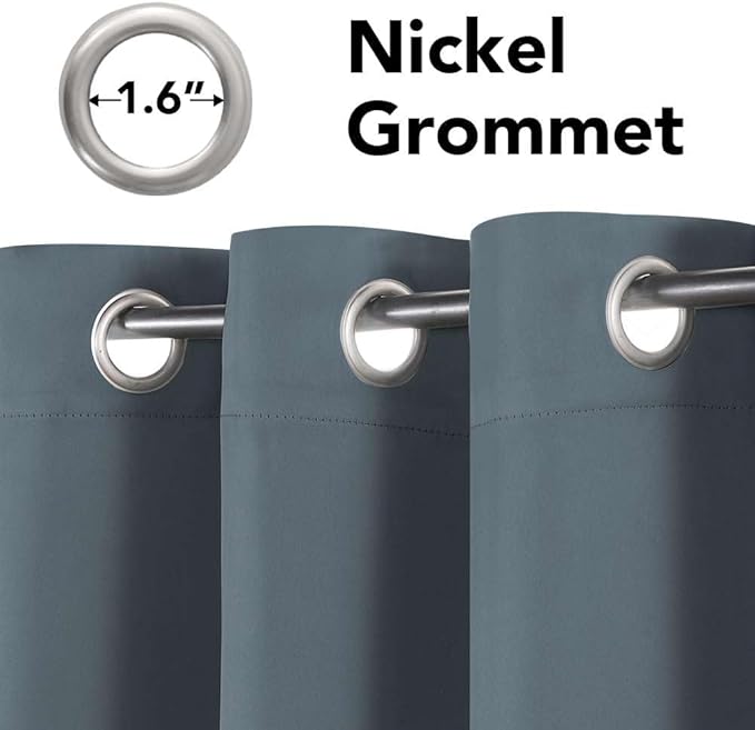 H.VERSAILTEX Soft and Smooth Blackout Window Curtain Panel,8 Grommets Drapes (Set of 2 Panels,52 by 63 - Inch,Stone Blue)