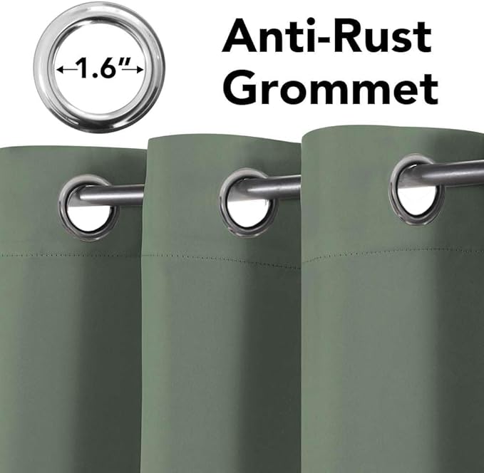 H.VERSAILTEX Room Darkening Curtains for Living Room Light Reducing Thermal Insulated Window Treatment Panels/Drapes Grommet Top 2 Panels Green Bay - 52 x 96 Inches