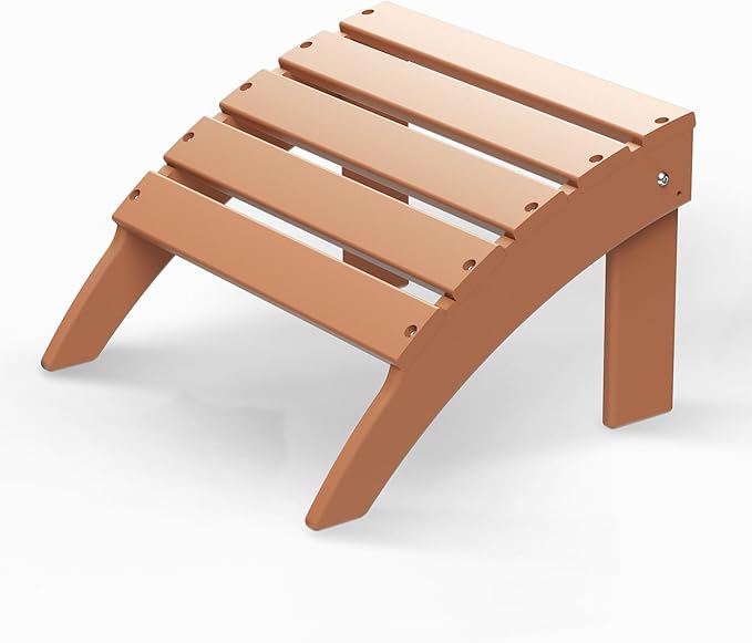 GREENVINES Adirondack-Ottoman | HDPE Plastic | Outdoor Footrest | All Weather | Foot Rest | Foot Stool | Teak | for Adirondack Chair | for Patio Backyard Pool