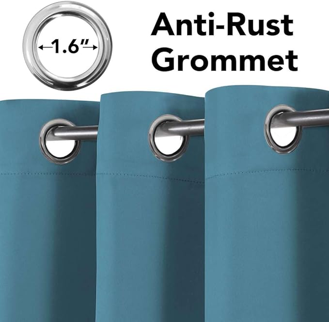 H.VERSAILTEX Blackout Curtains for Bedroom Thermal Insulated Room Darkening Living Room Curtains 72 Inch Long Grommet Privacy Protection Window Curtain Panels/Drapes for Nursery, 2 Panels, Storm Blue