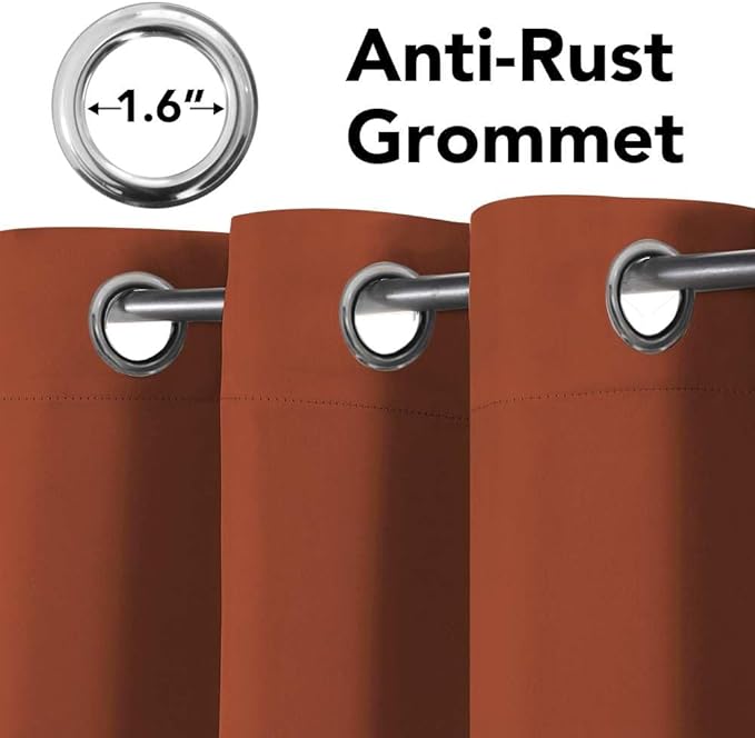 H.VERSAILTEX Blackout Curtains for Bedroom Thermal Insulated Room Darkening Living Room Curtains 72 Inch Long Grommet Privacy Protection Window Curtain Panels/Drapes for Nursery,2 Panels,Orange