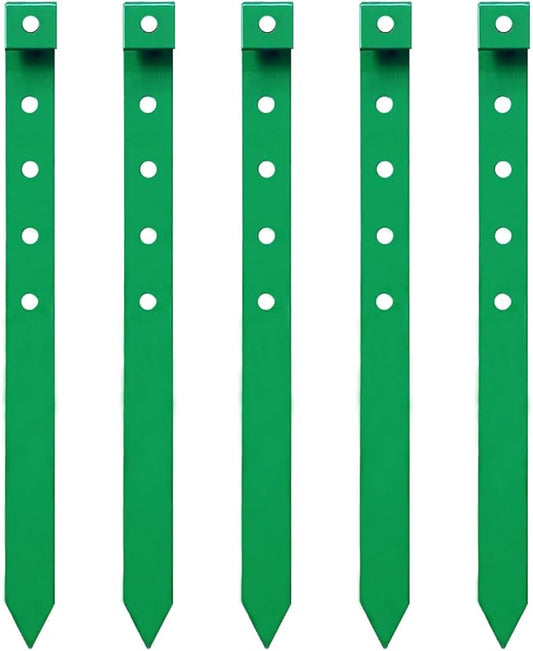 24Pcs Metal Garden Landscape Edging Stakes Green,10in anchoring Stakes Landscape Anchoring Spikes for Terrace Board, Garden Liner, Landscape Edging Coil,Bender Board,Grass Barrier