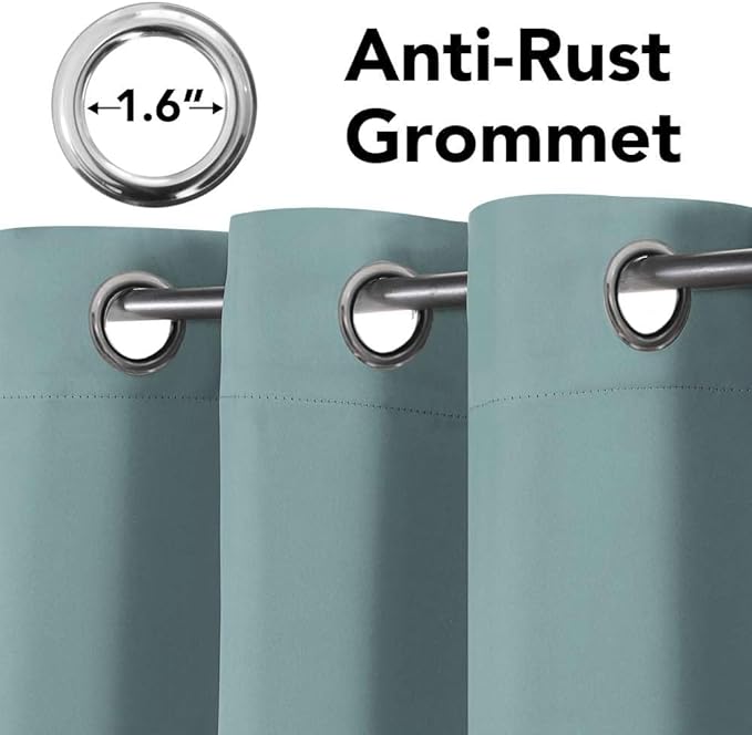 H.VERSAILTEX Ultra Soft Microfiber Thermal Insulated Antique Copper Grommet Blackout Curtains/Window Treatment Draperies 52 by 72 - Inch for Living Room/Bedroom,Set of 2 - Mineral Blue