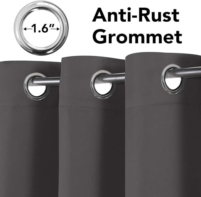 H.VERSAILTEX Blackout Curtains for Bedroom Thermal Insulated Room Darkening Living Room Curtains 72 Inch Long Grommet Privacy Protection Window Curtain Panels/Drapes, 2 Panels, Charcoal Grey