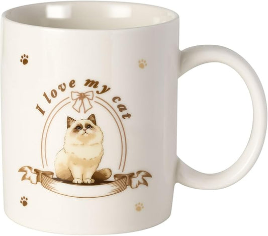 12Oz Cute Ragdoll Cat White Ceramic Mug, Mug for Daily Coffee and Tea, Lead-free Microwave and Dishwasher Safe Coffee Mug, Perfect gifts for Cat Lovers