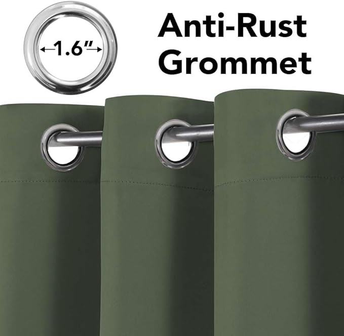 H.VERSAILTEX Premium Blackout Thermal Insulated Room Darkening Curtains for Bedroom/Living Room - Classic Grommet Top (2 Panels, Bronze Green, 52 Inch by 84 Inch)