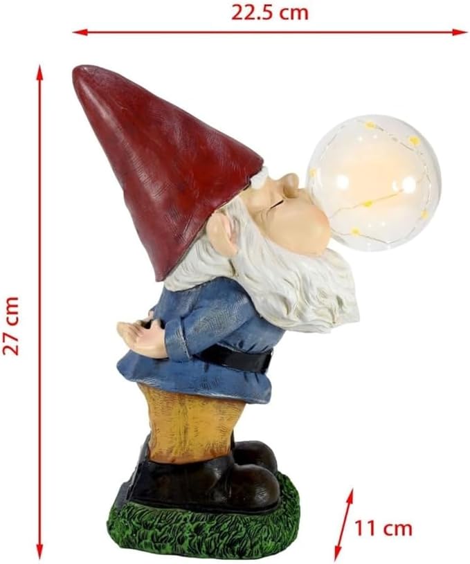 Garden Gnomes Outdoor with LED Solar Light - 11’’Spring Gnomes Decorations for Home/Yard/Patio with Lantern - Solar Garden Statues (Bubble Gnome)