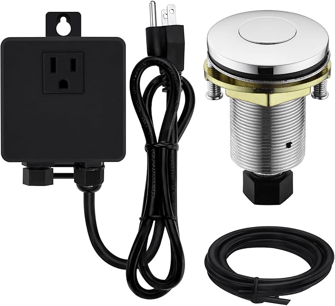 Garbage Disposal SinkTop Air Switch Kit with Stainless Steel Button,Chrome