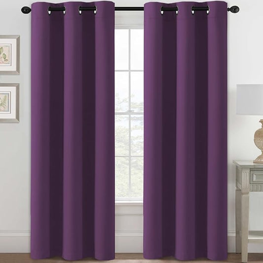 H.VERSAILTEX Blackout Curtains for Bedroom Thermal Insulated Room Darkening Living Room Curtains 84 Inch Long Grommet Privacy Protection Window Curtain Panels/Drapes for Nursery, 2 Panels,Plum Purple