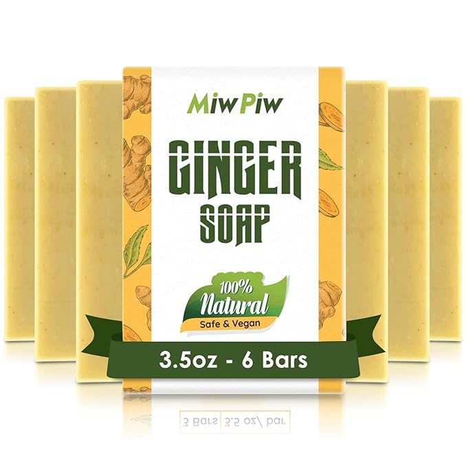 Ginger Soap Lymphatic Drainage Pack 6 - Anti-Cellulite Skin Tightening - Natural Ingredients Detox Soaps for Deep Clean Shower, Detoxification, Rejuvenating