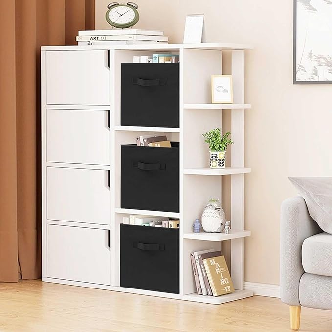 GhvyenntteS Storage Cubes 12 Pack, 11 Inch Cube Storage Bins with Dual Handles, Collapsible Heavy Duty Fabric Bins for Shelves Closet, Baskets for Organizing Clothes Bedding Toys Books (Black)