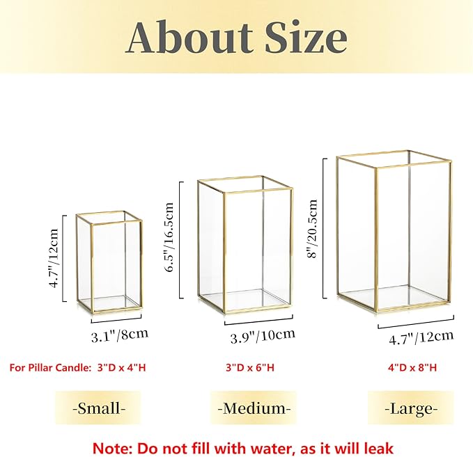 Glass Hurricane Candle Holder Large - Hewory 18pcs Gold Rectangle Flower Holders Centerpiece for Table, Tall Floor Square Pillar Candle Lantern for Wedding, Anniversary, Party, Fireplace, Dining Room