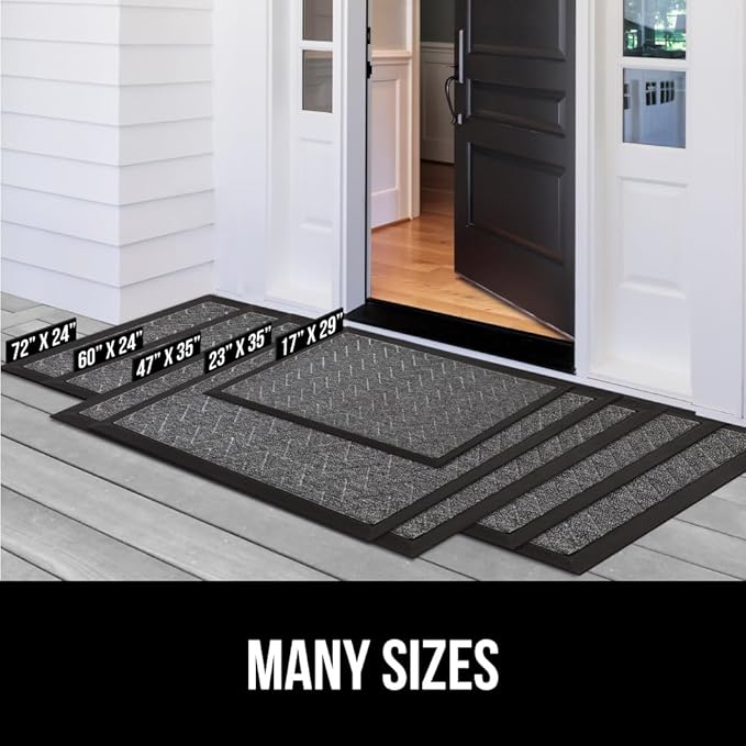 GORILLA GRIP 100% Waterproof All-Season WeatherMax Doormat, 47x35, US Designed Natural Rubber, Stain and Fade Resistant, Low Profile Indoor Outdoor Door Mats, Easy Clean Patio Mat, Taupe Basket Weave