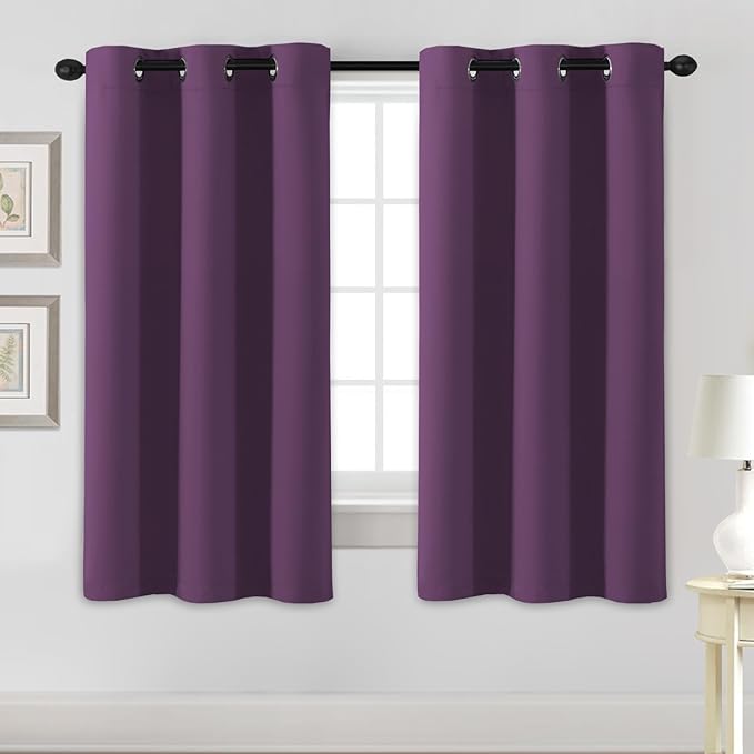H.VERSAILTEX Blackout Curtains for Bedroom Thermal Insulated Room Darkening Living Room Curtains 63 Inch Long Grommet Privacy Protection Window Curtain Panels/Drapes for Nursery, 2 Panels,Plum Purple
