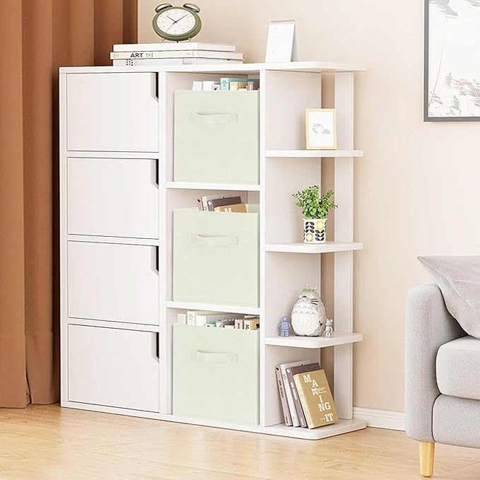 GhvyenntteS Storage Cubes 12 Pack, 11 Inch Cube Storage Bins with Dual Handles, Collapsible Fabric Storage Bins for Shelves Closet, Storage Baskets for Organizing Clothes, Bedding, Books, Beige