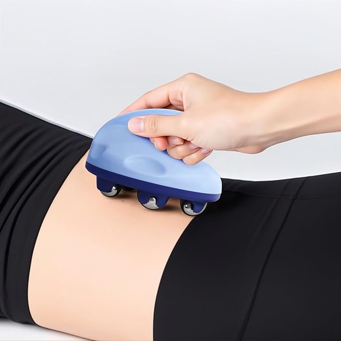 Lymphatic Massage Roller for Cellulite Remover Body Sculpting - Handheld Cellulite Massage Tool for Body Bloat Blood Circulation Lymphatic Drainage Blue