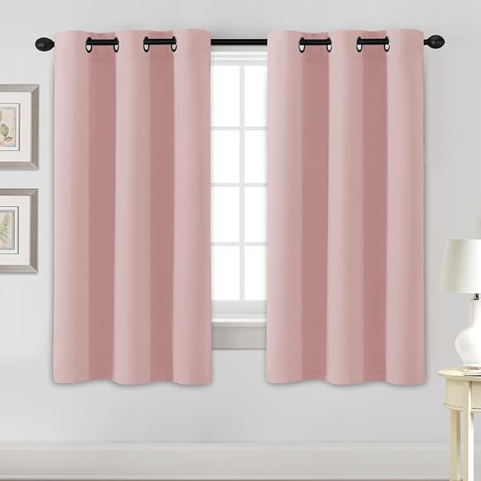 H.VERSAILTEX Blackout Curtains for Bedroom Thermal Insulated Room Darkening Living Room Curtains 63 Inch Long Grommet Privacy Protection Window Curtain Panels/Drapes for Nursery, 2 Panels, Baby Pink