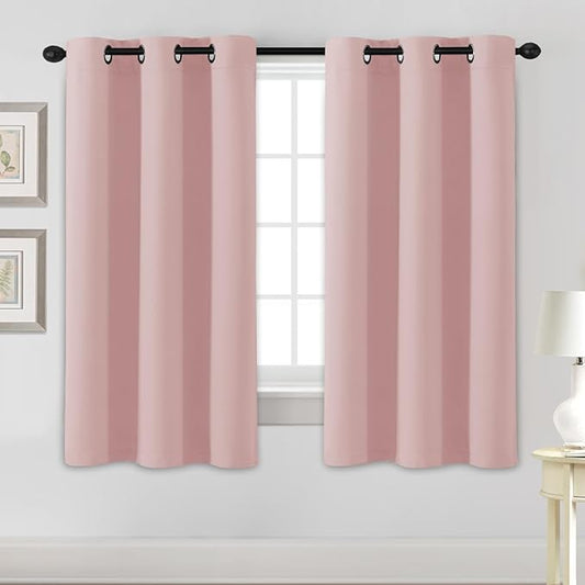 H.VERSAILTEX Blackout Curtains for Bedroom Thermal Insulated Room Darkening Living Room Curtains 63 Inch Long Grommet Privacy Protection Window Curtain Panels/Drapes for Nursery, 2 Panels, Baby Pink