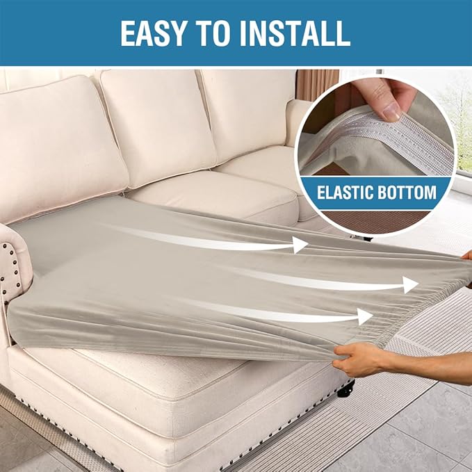 H.VERSAILTEX Velvet Stretch Individual Chaise Cover Sectional Couch Covers for L Shaped Sofa Both Left/Right Furniture Protector Seat Cushion Sofa Cover (1 Piece Chaise Cover, French Oak)