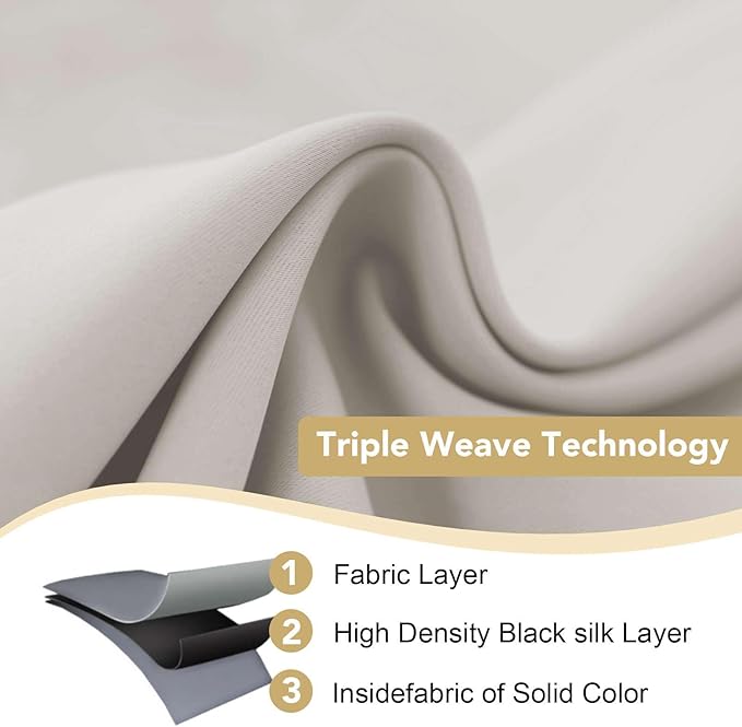 H.VERSAILTEX Premium Blackout Thermal Insulated Room Darkening Curtains for Bedroom/Living Room - Classic Grommet Top (2 Panels, Stone, 52 Inch by 84 Inch)