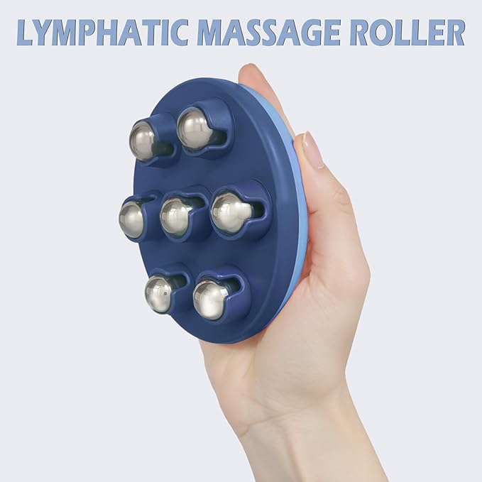 Lymphatic Massage Roller for Cellulite Remover Body Sculpting - Handheld Cellulite Massage Tool for Body Bloat Blood Circulation Lymphatic Drainage Blue
