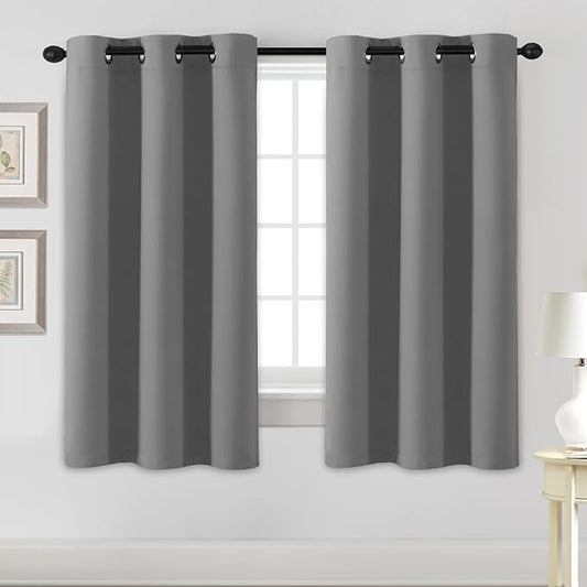 H.VERSAILTEX Blackout Curtains for Bedroom Thermal Insulated Room Darkening Living Room Curtains 63 Inch Long Grommet Privacy Protection Window Curtain Panels/Drapes for Nursery,2 Panels,Grey