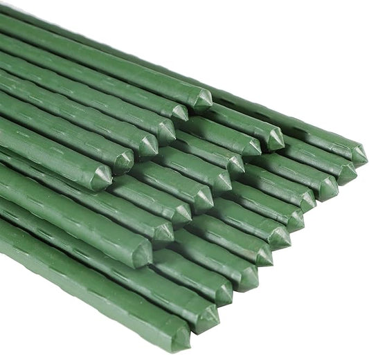 Garmeinea Garden Stakes 36 Inches Plastic Coated Steel Plant Stakes for Growing Climbing Plants, Pack of 25