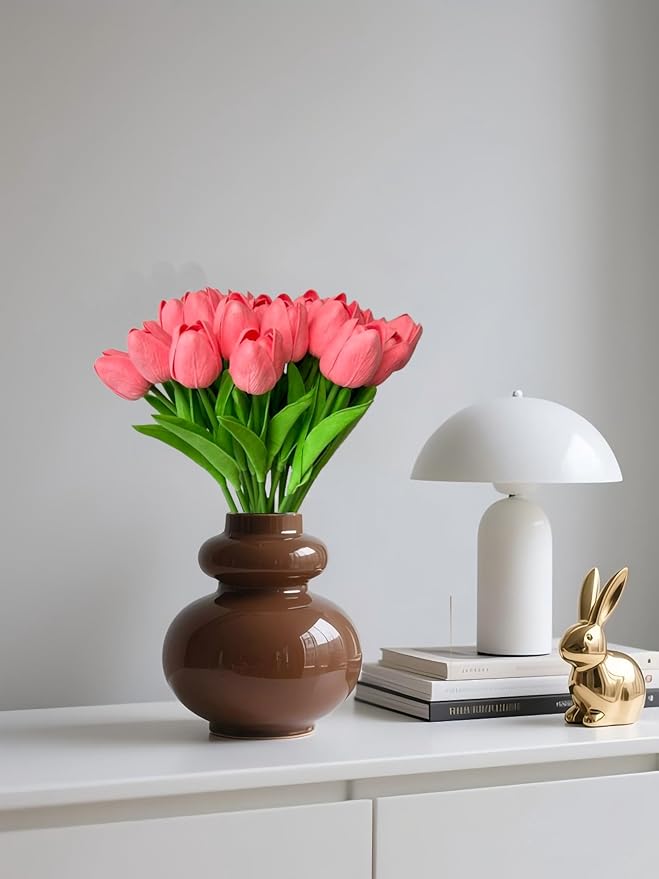 15 Pcs Artificial Tulip PU Fake Flower Realistic Touch Spring Summer Fake Flowers for Home Decor Outdoor Garden Parties and Wedding