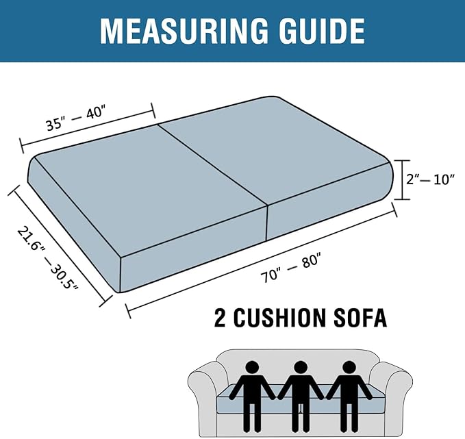 H.VERSAILTEX Super Stretch Individual Seat & Couch Cover Sets - Thick Jacquard Textured Twill Fabric (2 Piece Large Sofa Cushion Covers, Caramel)