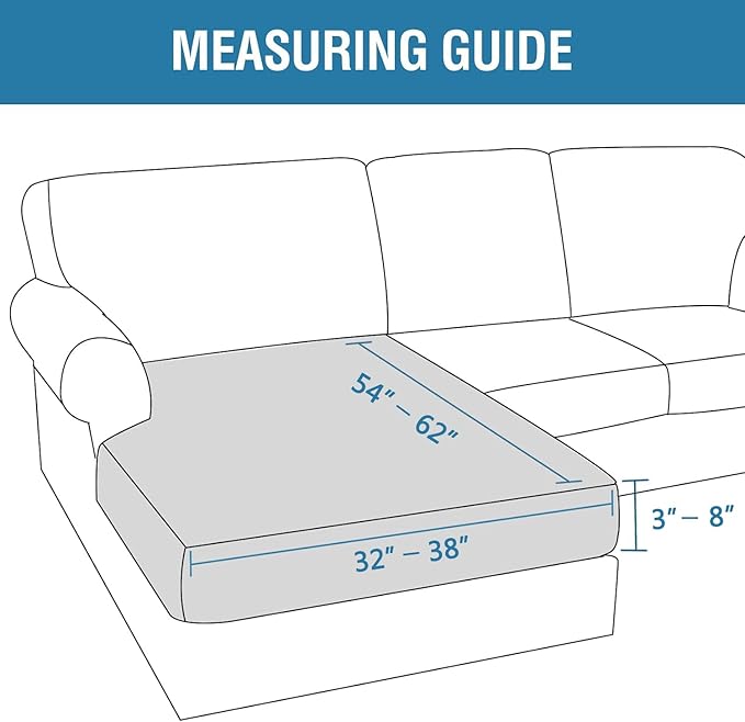 H.VERSAILTEX Velvet Stretch Individual Chaise Cover Sectional Couch Covers for L Shaped Sofa Both Left/Right Furniture Protector Seat Cushion Sofa Cover (1 Piece Chaise Cover, Stone Blue)