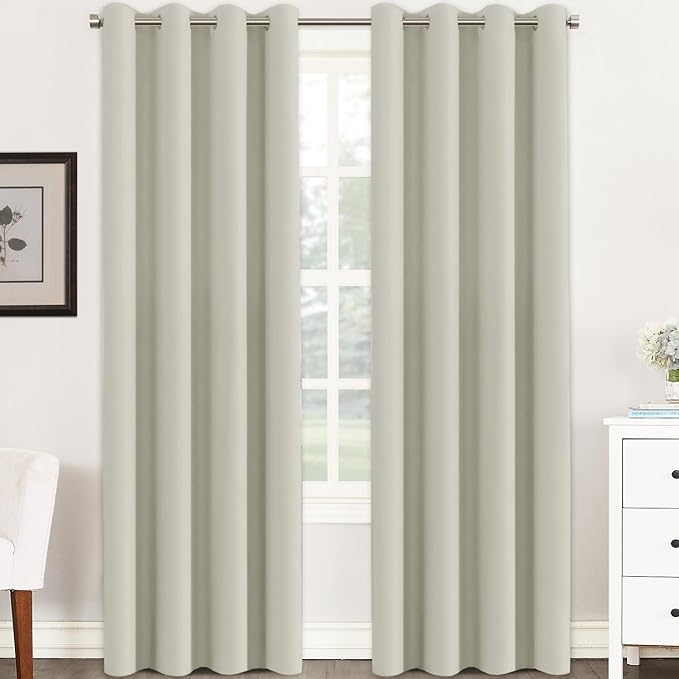 H.VERSAILTEX Room Darkening Curtains for Living Room Light Reducing Thermal Insulated Window Treatment Panels/Drapes Grommet Top 2 Panels (Pale Oak - 52 x 84 Inches)