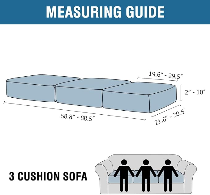 H.VERSAILTEX Velvet Stretch Couch Cushion Cover Plush Cushion Slipcover for Chair Loveseat Sofa Cushion Furniture Protector Seat Cushion Sofa Cover (3 Piece Sofa Cushion Covers, Sea Grass)