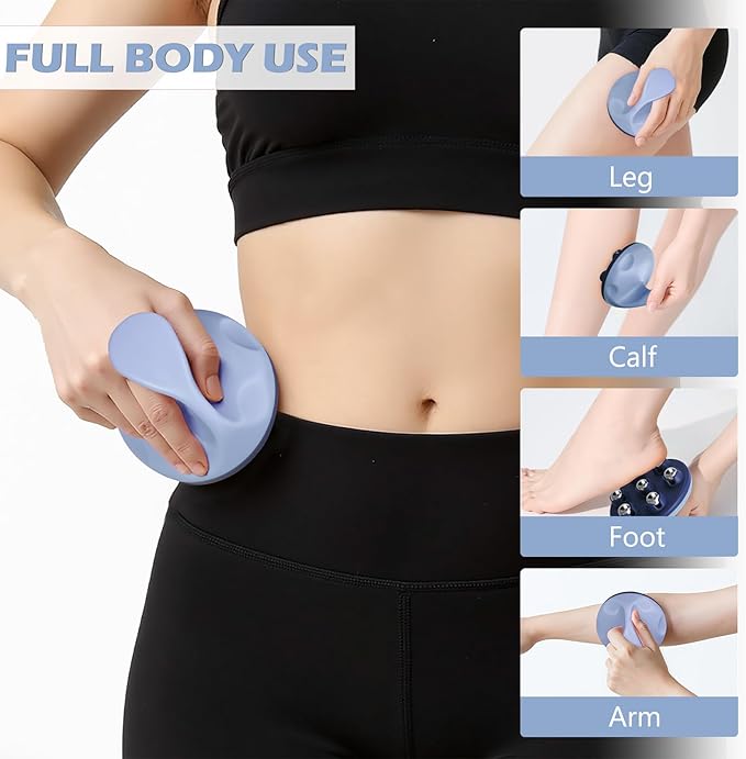 Lymphatic Massage Roller for Cellulite Remover Body Sculpting - Handheld Cellulite Massage Tool for Body Bloat Blood Circulation Lymphatic Drainage Blue