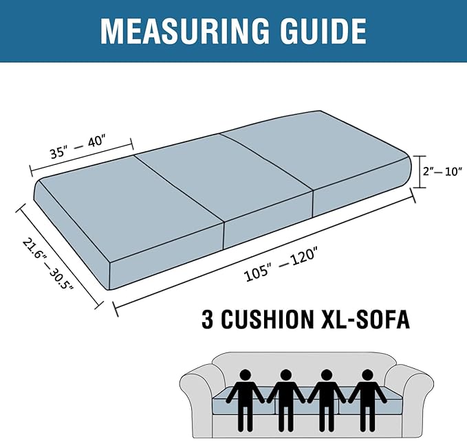 H.VERSAILTEX Super Stretch Individual Seat Cushion Covers Sofa Covers Couch Covers Slipcover Sets Thick Jacquard Textured Twill Fabric (3 Piece XL Sofa Cushion Covers, Burnt Brick)