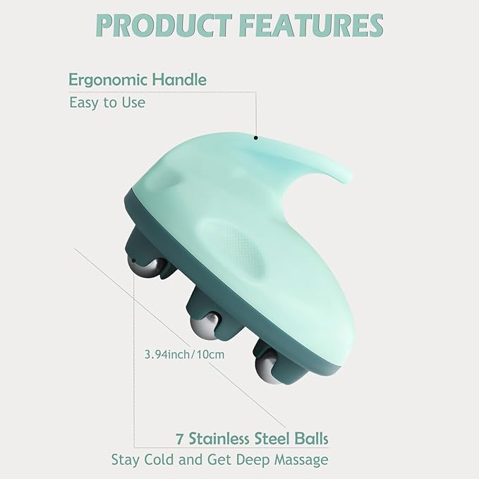 Lymphatic Massage Roller for Cellulite Remover Body Sculpting - Handheld Cellulite Massage Tool for Body Bloat Blood Circulation Lymphatic Drainage Green