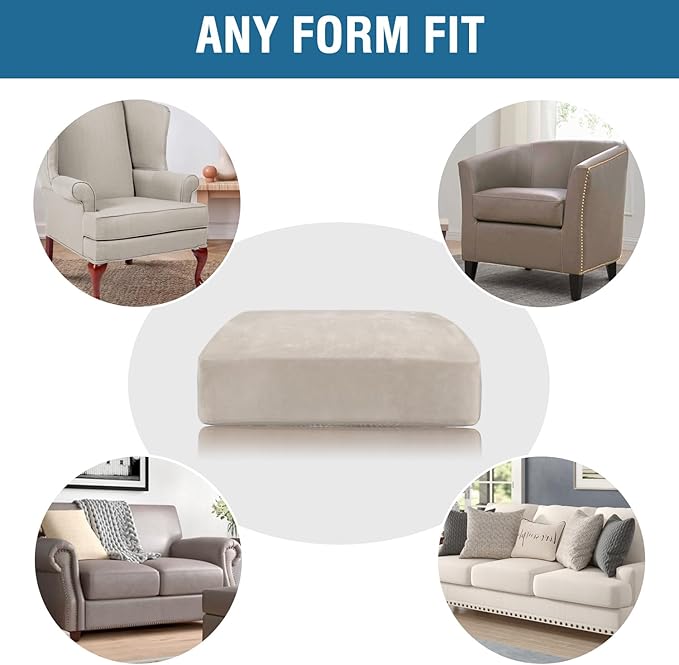H.VERSAILTEX Velvet Stretch Couch Cushion Cover Plush Cushion Slipcover for Chair Loveseat Sofa Cushion Furniture Protector Seat Cushion Sofa Cover (3 Piece XL Sofa Cushion Covers, French Oak)