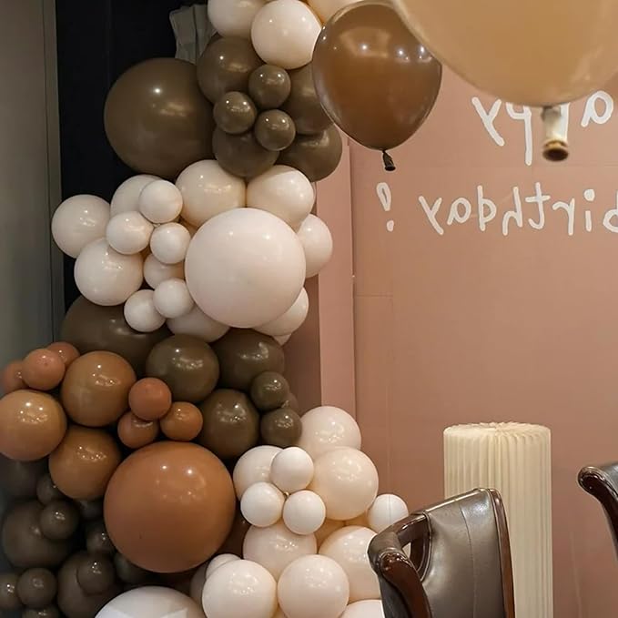 130pcs Brown Balloons Different Sizes 18" 12" 10" 5" Dark Brown Party Latex Balloons for Birthday Baby Shower Gender Reveal Graduation Wedding Anniversary Party Decorations