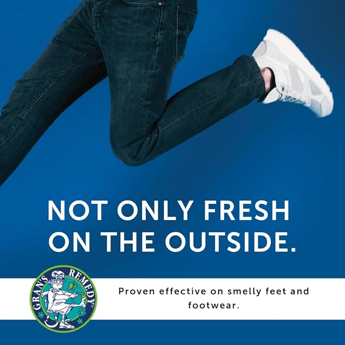 Gran's Remedy Natural Shoe Deodorizer and Foot Odor Eliminator Powder for Men, Women, and Kids, Absorb Sweat and Moisture, Neutralize Smelly Odors, Cooling