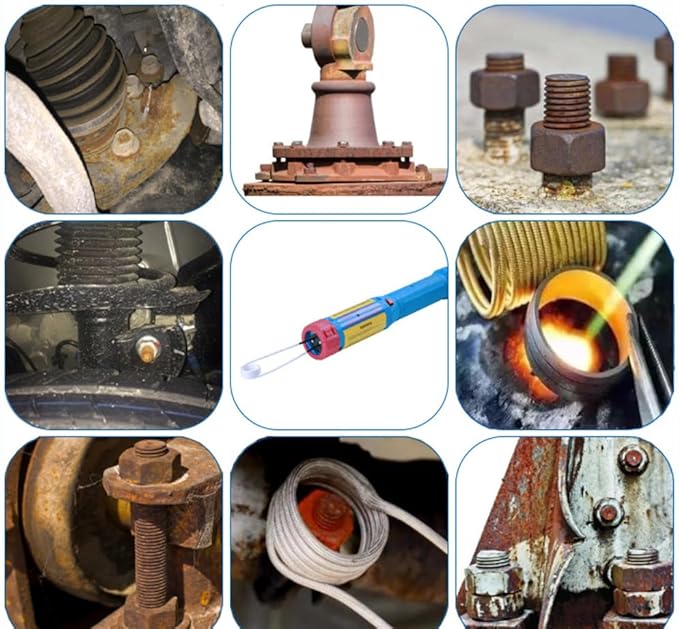 Generic Magnetic Induction Heater, Flameless Bolt Removal Tool, Handhled Induction Heater Kit with 8 Coils & 2 Copper Wires, 1100W Rusty Bolt Removing Tool (Upgraded Rotary Type), Blue