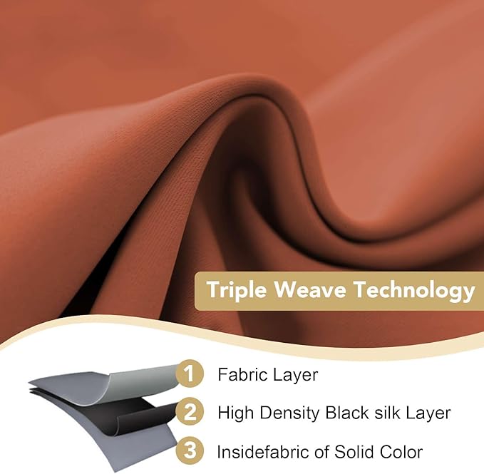 H.VERSAILTEX Blackout Curtains for Bedroom Thermal Insulated Room Darkening Living Room Curtains 72 Inch Long Grommet Privacy Protection Window Curtain Panels/Drapes for Nursery,2 Panels,Orange