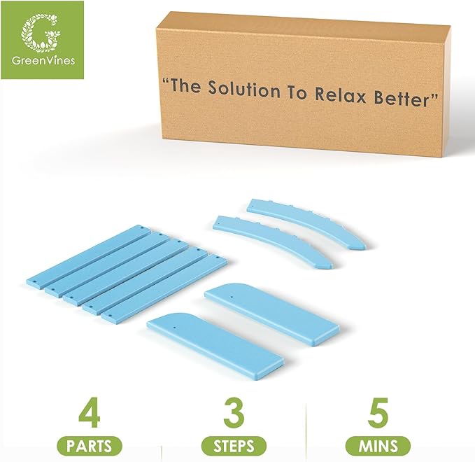 GREENVINES Adirondack-Ottoman | Set of 2 | HDPE Plastic | Outdoor Footrest | All Weather | Foot Rest | Foot Stool | Arctic | for Adirondack Chair | for Patio Backyard Pool