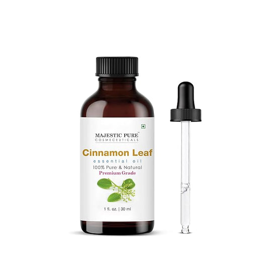 Majestic Pure Cinnamon Essential Oil with Glass Dropper - 1 Fl Oz - 100% Pure and Natural Cinnamon Oil - Premium Grade Essential Oils for Diffuser, Aromatherapy, Soap and Candle Making