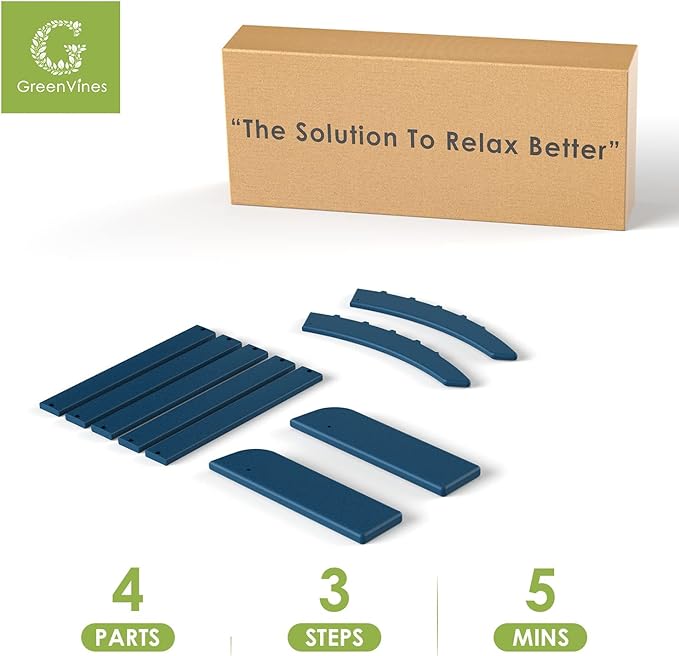 GREENVINES Adirondack-Ottoman | HDPE Plastic | Outdoor Footrest | All Weather | Foot Rest | Foot Stool | Blue | for Adirondack Chair | for Patio Backyard Pool