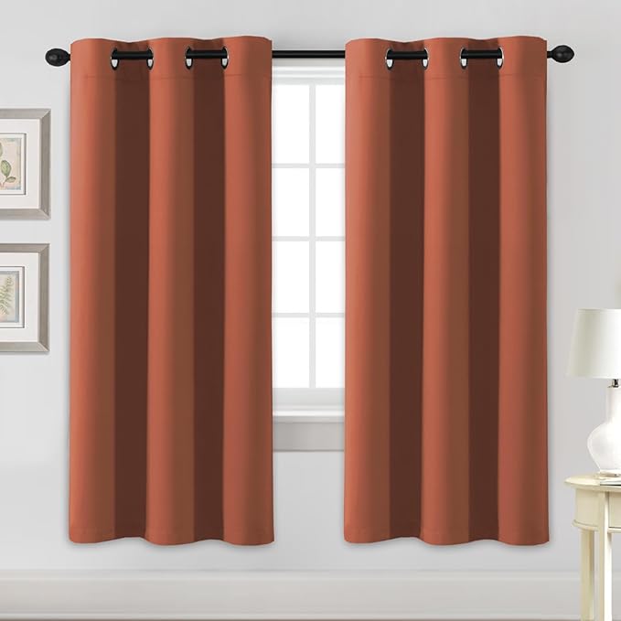H.VERSAILTEX Blackout Curtains for Bedroom Thermal Insulated Room Darkening Living Room Curtains 72 Inch Long Grommet Privacy Protection Window Curtain Panels/Drapes for Nursery,2 Panels,Orange