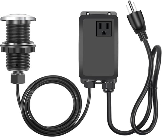 Garbage Disposal Air Switch Kit, Garbage Disposal Button, Sink Top Waste Disposer On/Off Switch, UL Listed Air Switch Compatible with All Garbage Disposals (Chrome Silver)