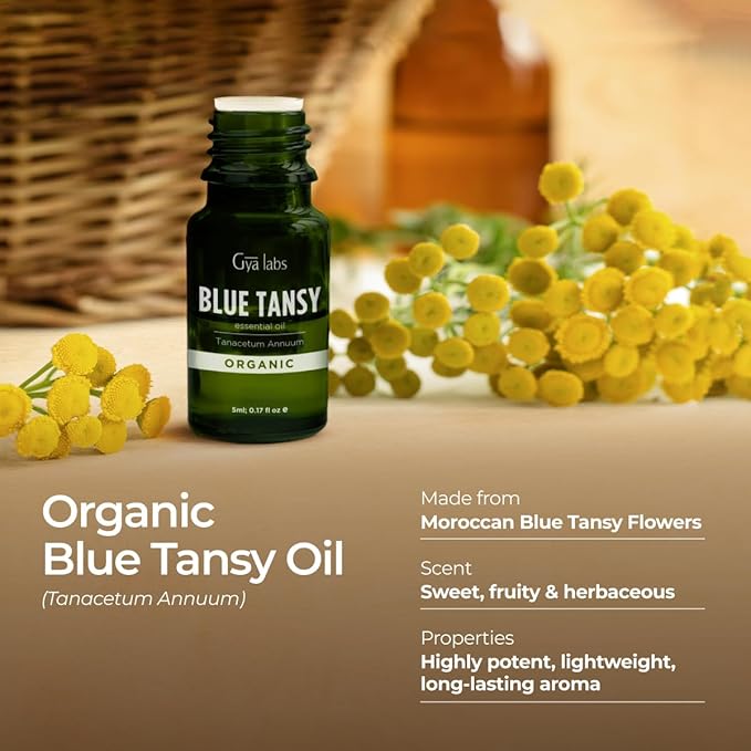 Gya Labs Blue Tansy Essential Oils for Skin - 0.17 Fl Oz - 100% Pure Natural Organic Blue Tansy Oil for Face, Diffuser, Candle Making Scent