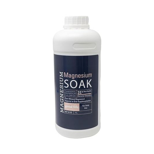 Magnesium Soak - 100% Pure Zechstein Transdermal Magnesium Oil Bath Soak for Relaxation, Skin Health, and Wellness - Magnesium Foot Soak and Bath Soak - 32oz
