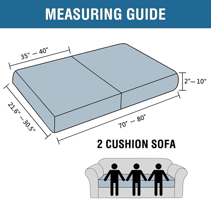 H.VERSAILTEX Super Stretch Individual Seat Cushion Covers Sofa Covers Couch Covers Slipcover Sets Thick Jacquard Textured Twill Fabric (2 Piece Large Sofa Cushion Covers, Olive)