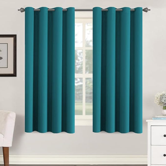 H.VERSAILTEX Thermal Insulated Blackout Curtains Soft and Smooth Baby Boy Room Window Panels,Formaldehyde-Free,Grommet,52 by 63 - Inch - Turquoise Blue - Set of 2